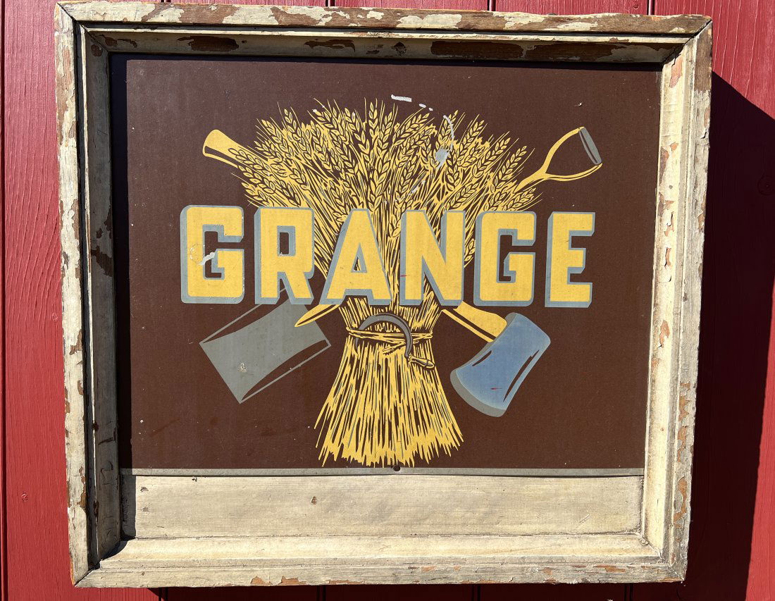 Grange Hall Wooden & Metal Advertising Farm Sign (1 of 8)