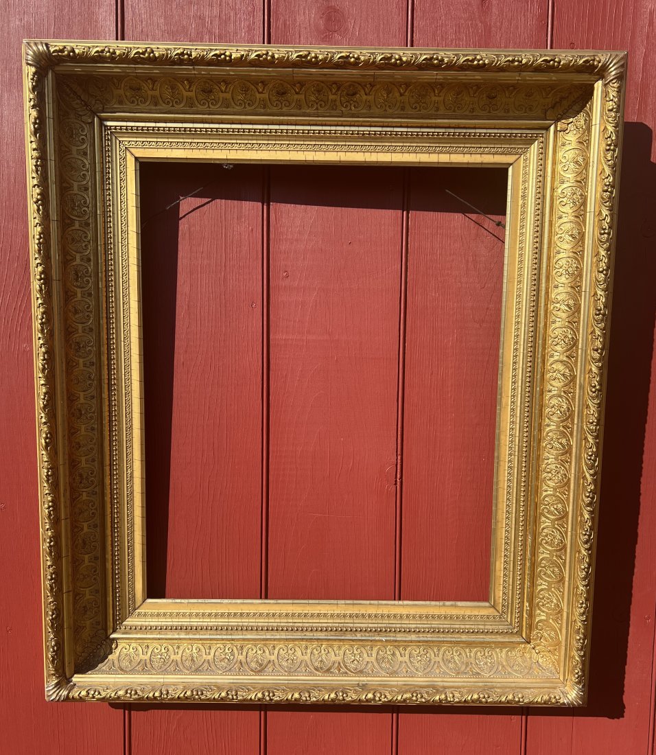 Antique Gold Gilt Hudson River School Period Painting Frame: As shown nice shape. Rabbit sight measures 22.5 by 18.25 and outside is 31.5 by 27.5 inches. WHAT'S TO LOVE - Would make the right painting shine.