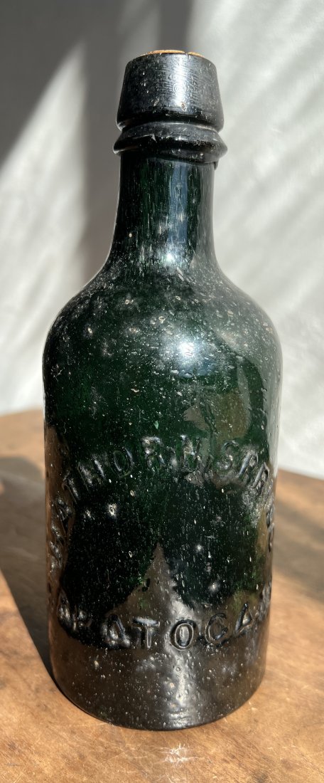 Hawthorne Spring Saratoga NY Water Bottle: Approx. 8 inches tall. All the bottles in this auction came from a collection and are fresh to market as first time offered and have not been cleaned or polished.