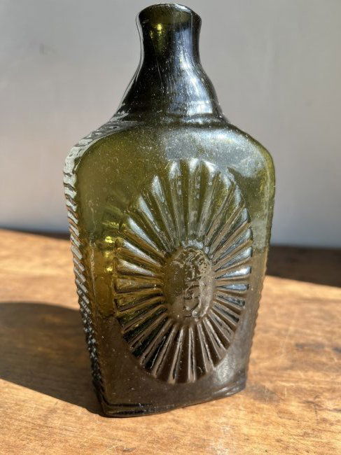 Rare Signed Keen Sunburst Flask Bottle Keene NH Glass Works Early Antique (1 of 19)