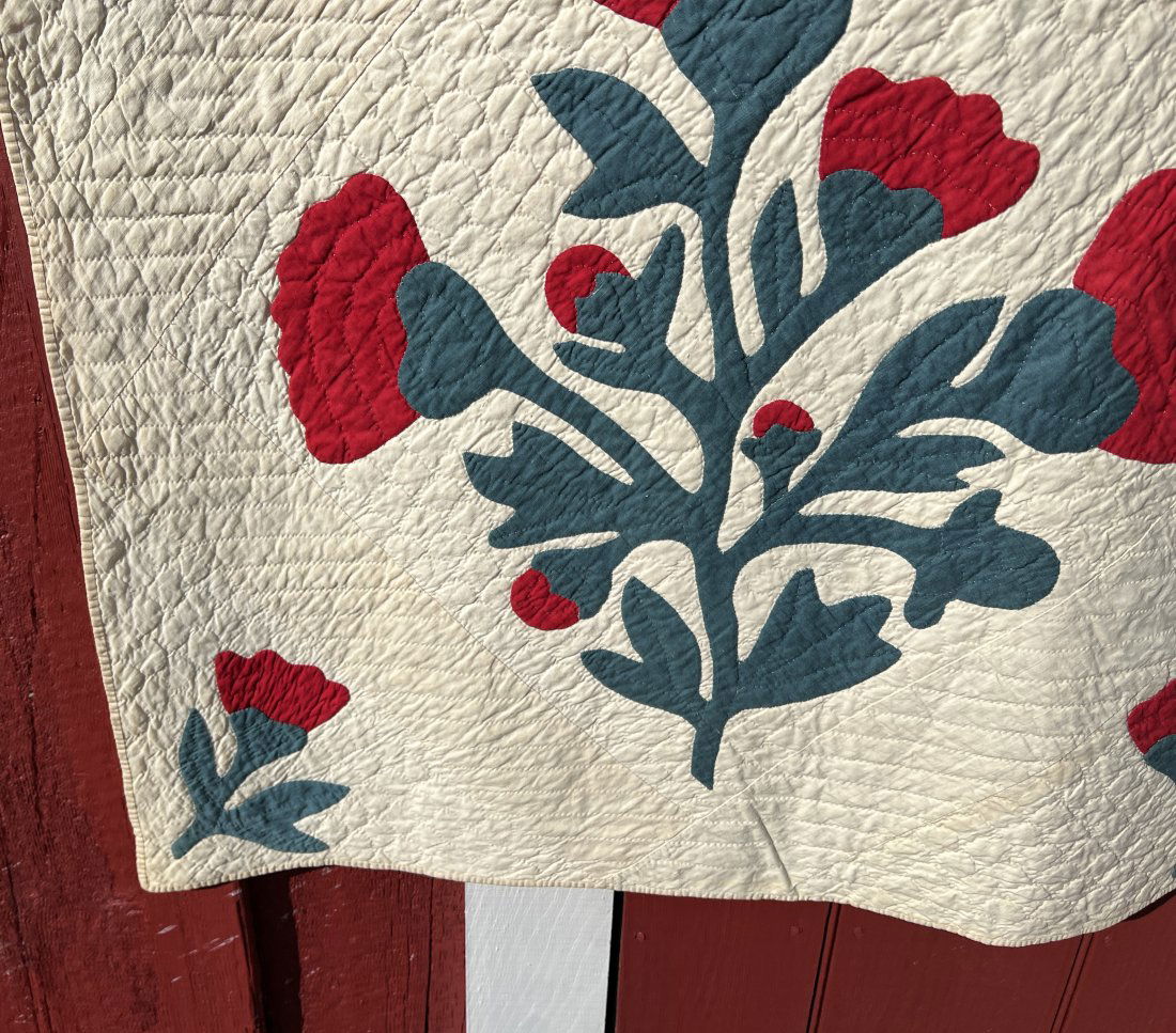 Antique Flower Folk Art  Farmhouse Country Quilt Bright Colors (1 of 16)