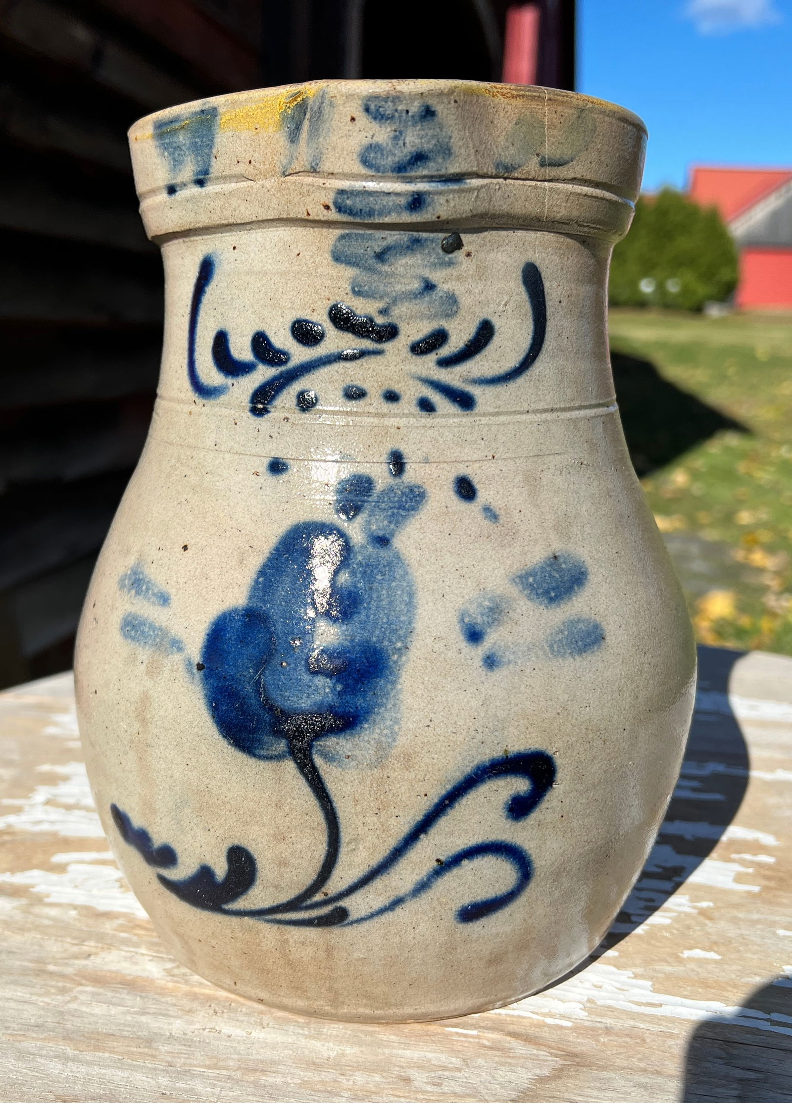 Pennsylvania PA Blue Decorated Stoneware Pitcher Crock (1 of 10)