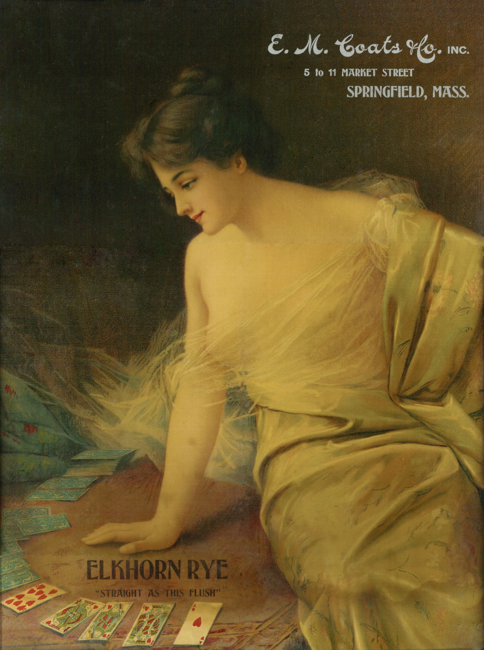 Rare Whiskey Advertising Sign Elkhorn Rye Springfield Mass Antique (1 of 19)