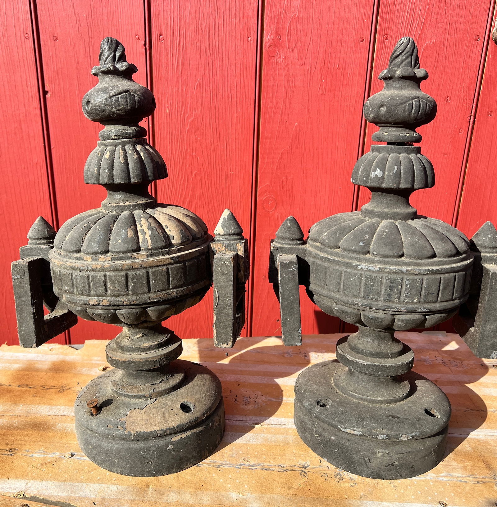 5 Wooden Carved Folk Art Horse Drawn Painted Funeral Hearse Urns (1 of 15)