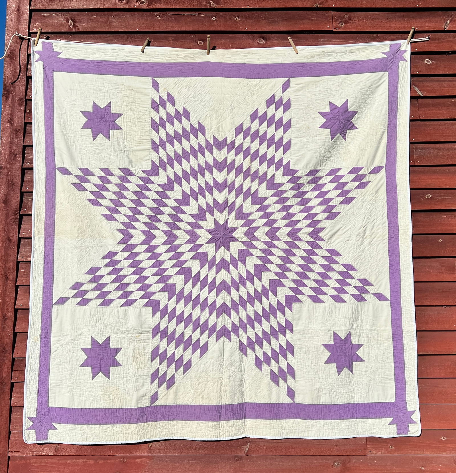 Antique Early Star Folk Art Quilt (1 of 14)