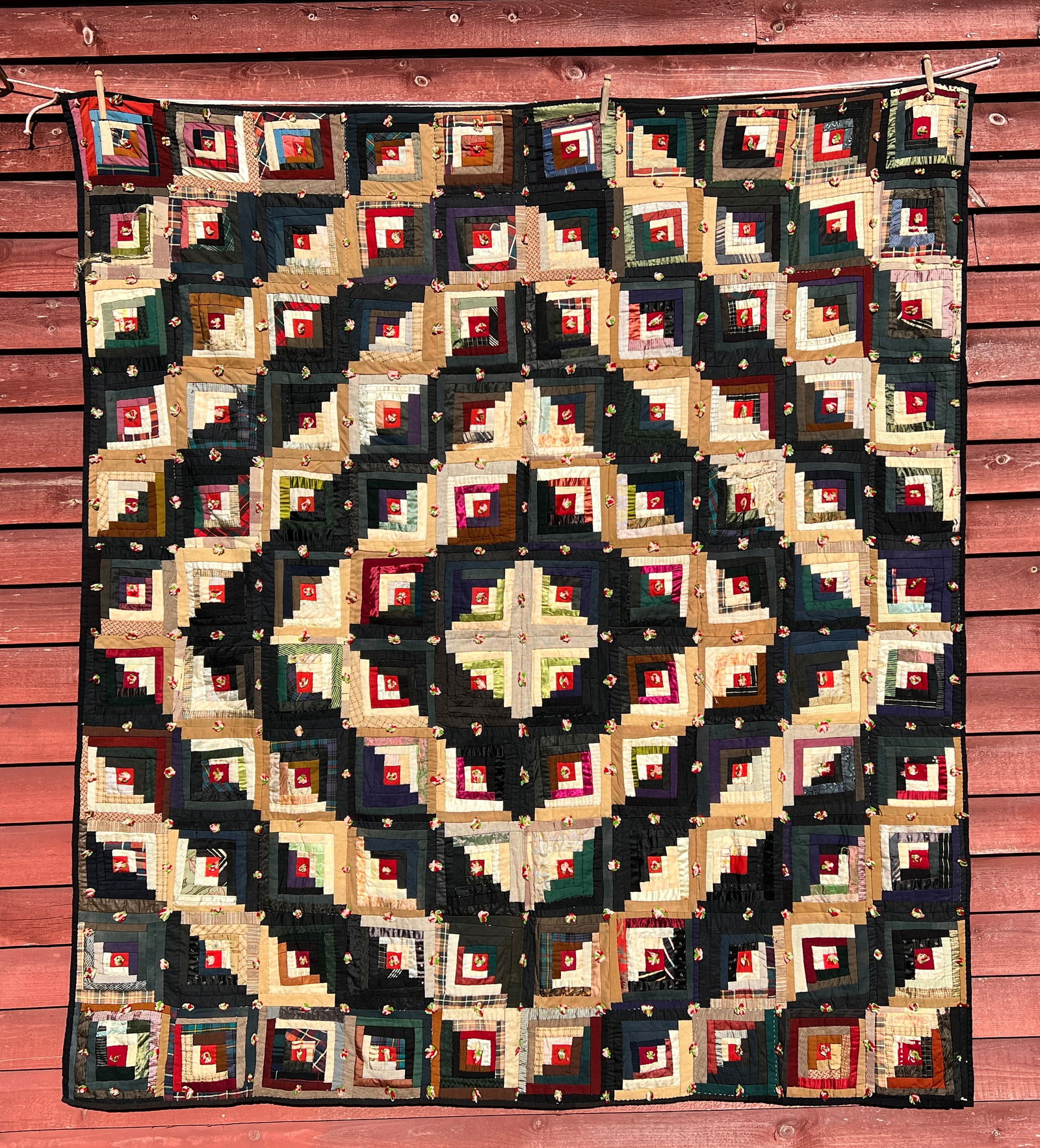 Patchwork Log Cabin Country Farmhouse Quilt (1 of 16)