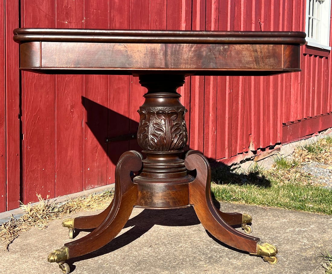 c. 1810 Classical Federal Period Carved Mahogany Card Table (1 of 18)
