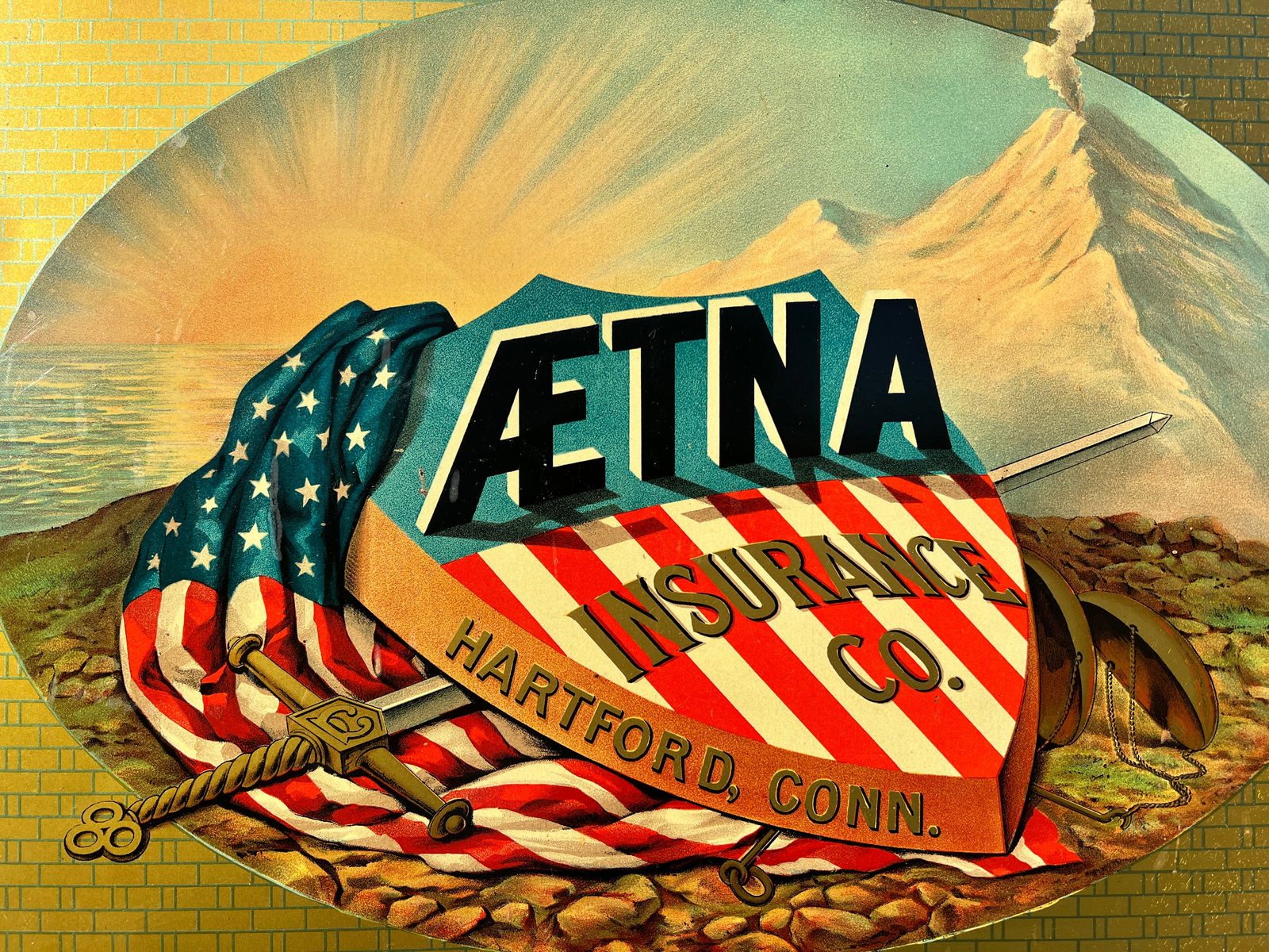 Aetna Fire Insurance Advertising Sign Hartford Conn. (1 of 8)