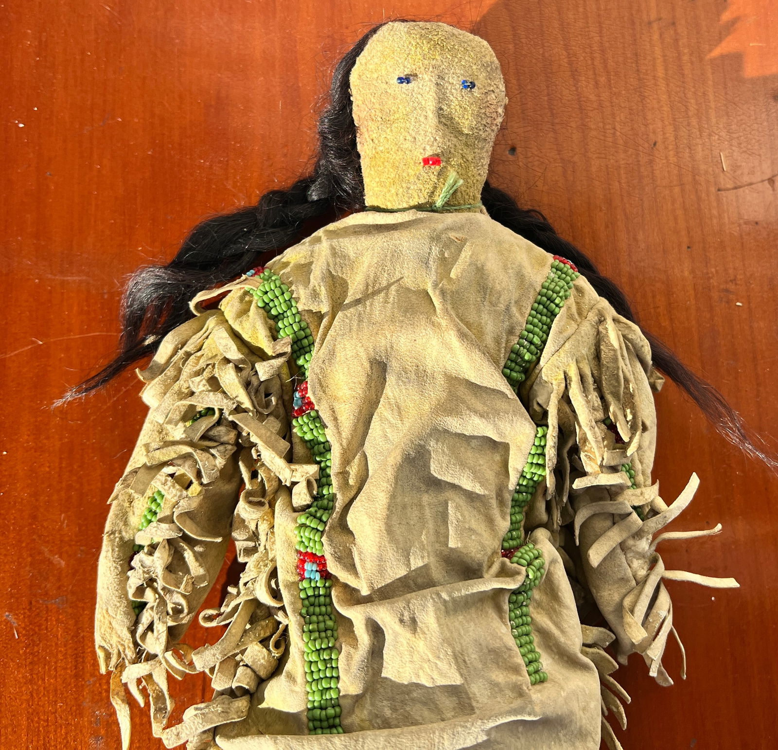 1890s Native American Indian Beaded Hide Folk Art Doll (1 of 9)