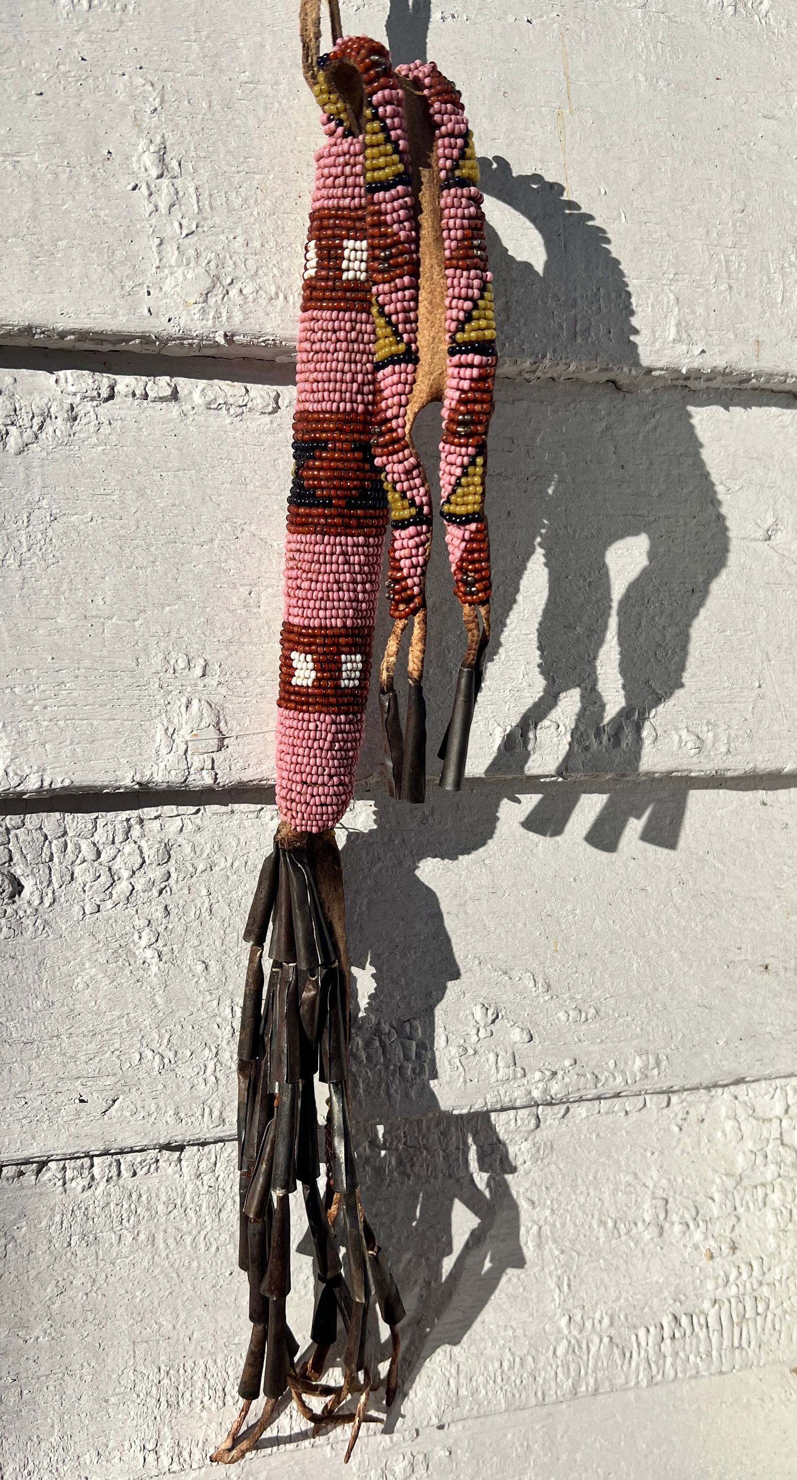 Native American 1880's Indian Beaded Leather Tin Knife Sheath (1 of 7)