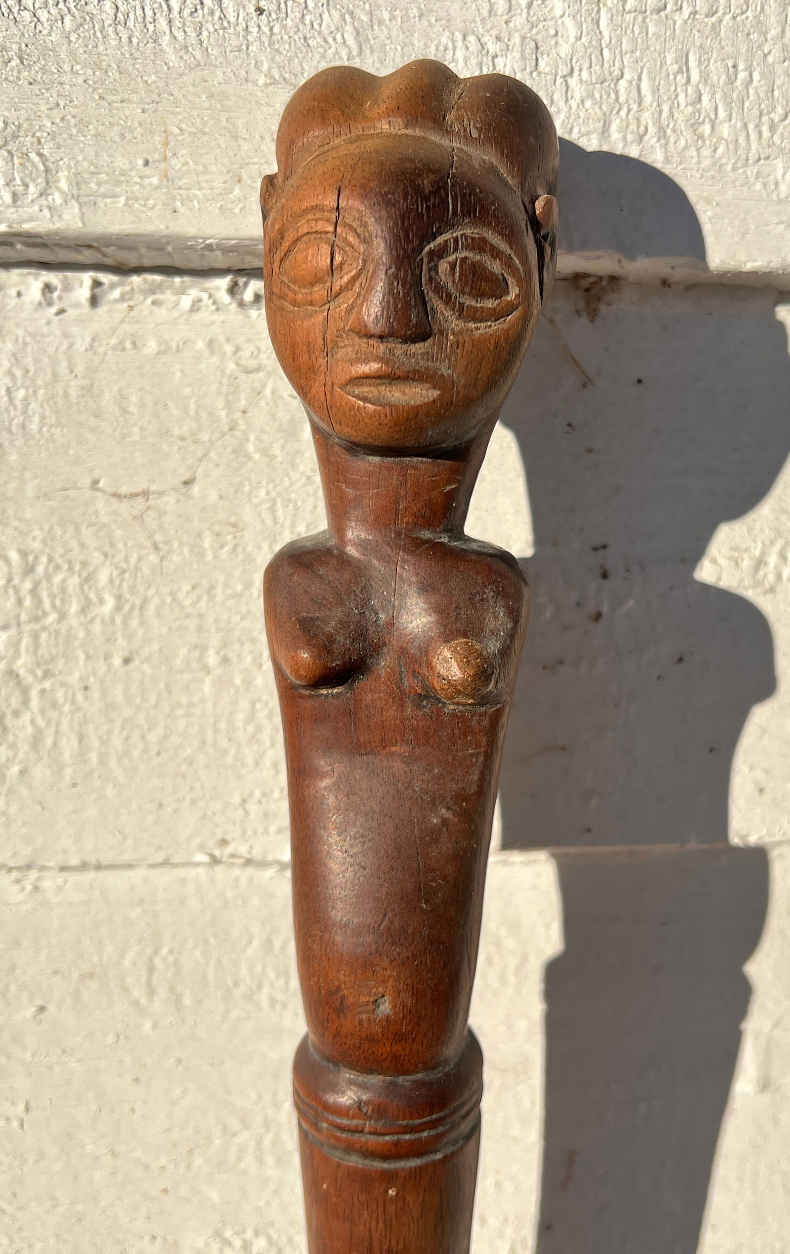American Walnut Folk Art Walking Cane of Black Lady (1 of 7)