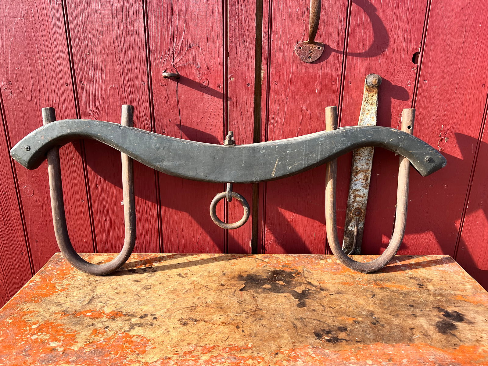 Meduim Farm Ox Yoke Original Green Paint Folk Art (1 of 6)