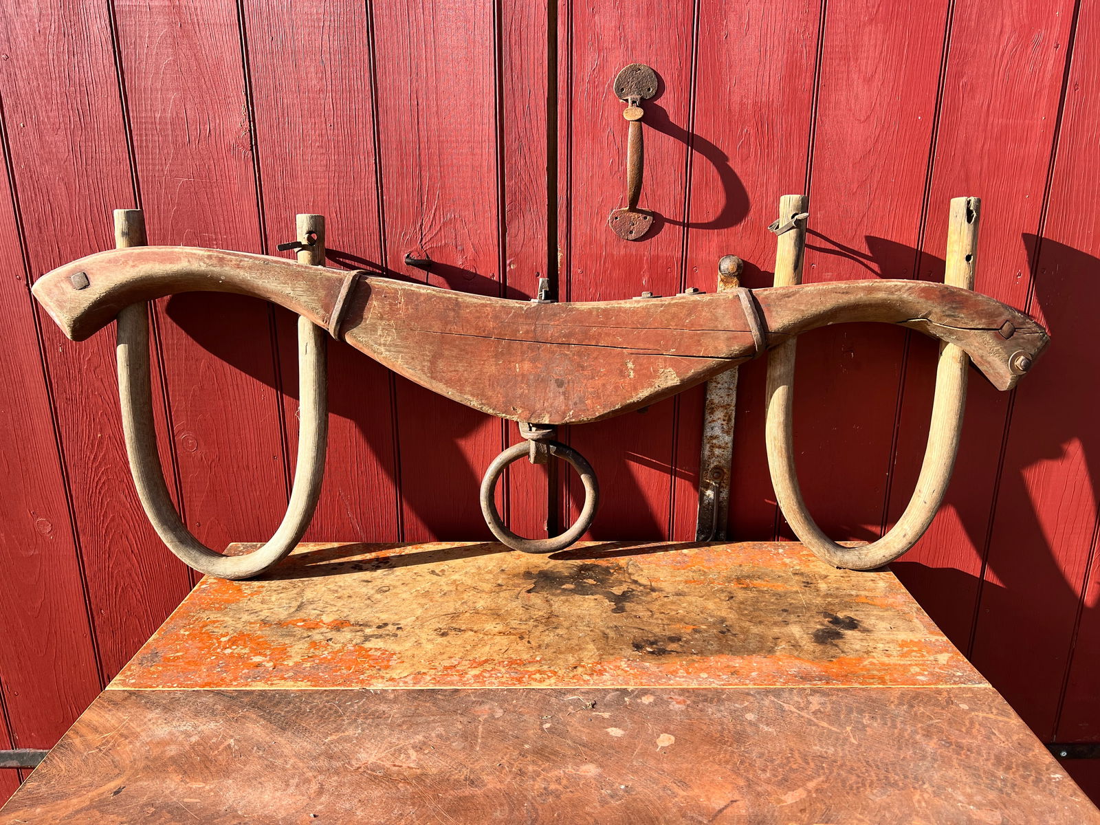 Early Large Farm Ox Yoke  Red Paint Folk Art (1 of 7)