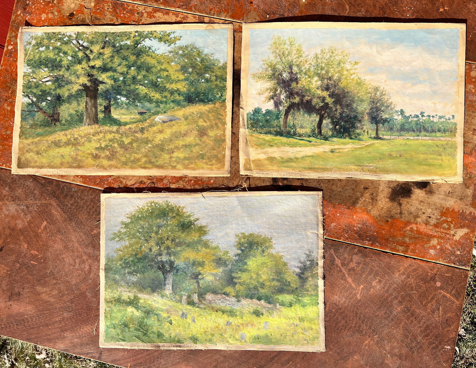 3 Impressionist Paintings George Frederick Morse Maine Oil Canvas (1 of 10)