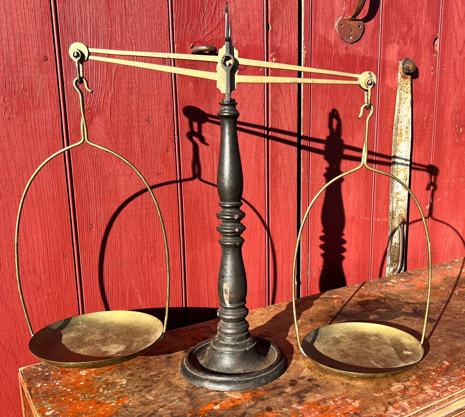 Signed General Store Apothecary Cast Iron and Brass Country Scale Boston (1 of 8)