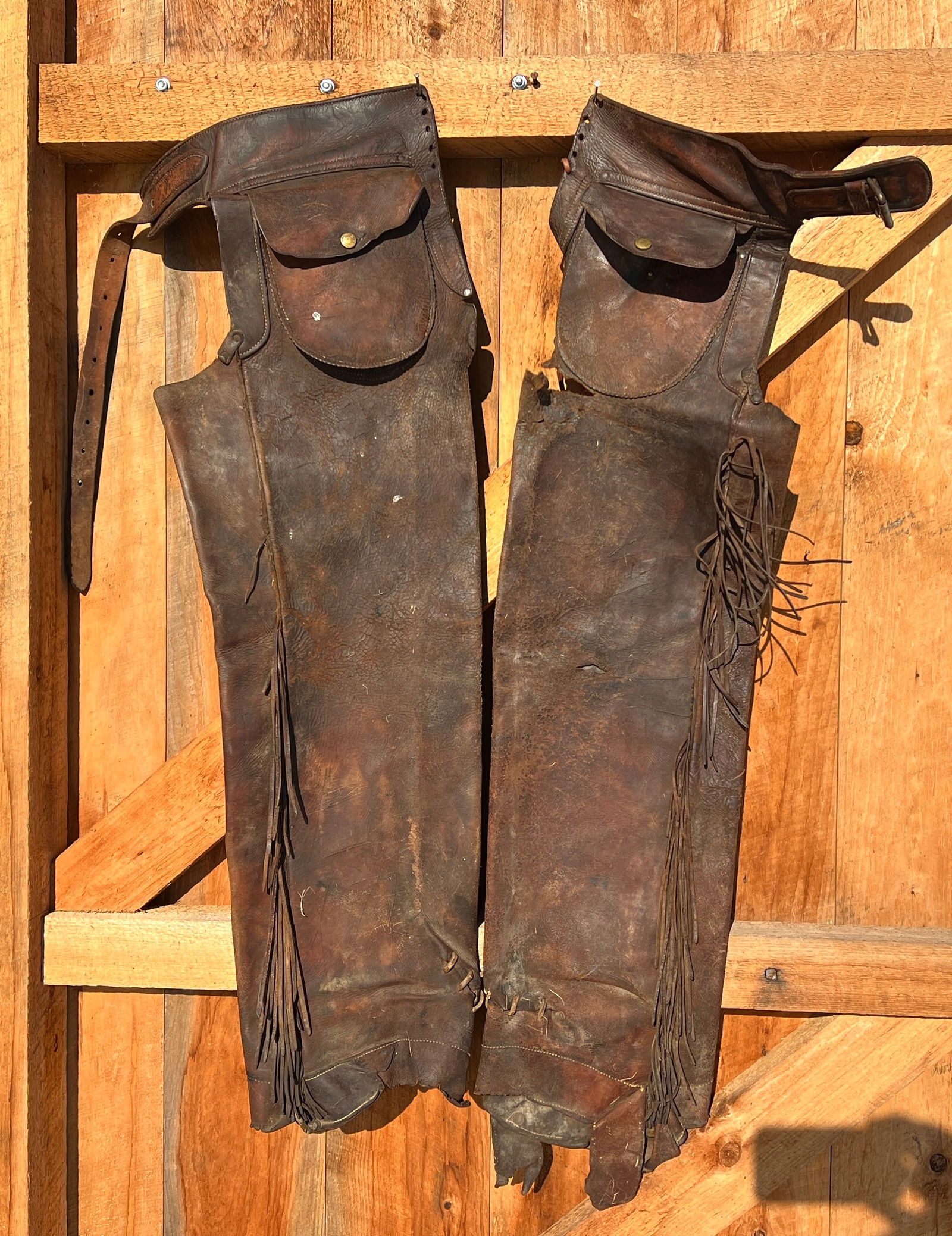 Western Antique Leather Cowboy Early Chaps (1 of 9)