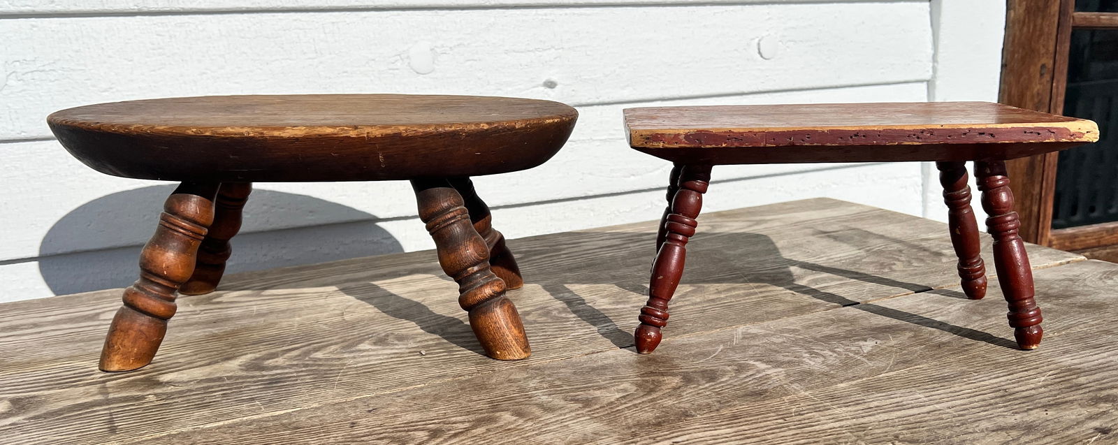 2 Country Farmhouse Antique Cricket Stools (1 of 5)