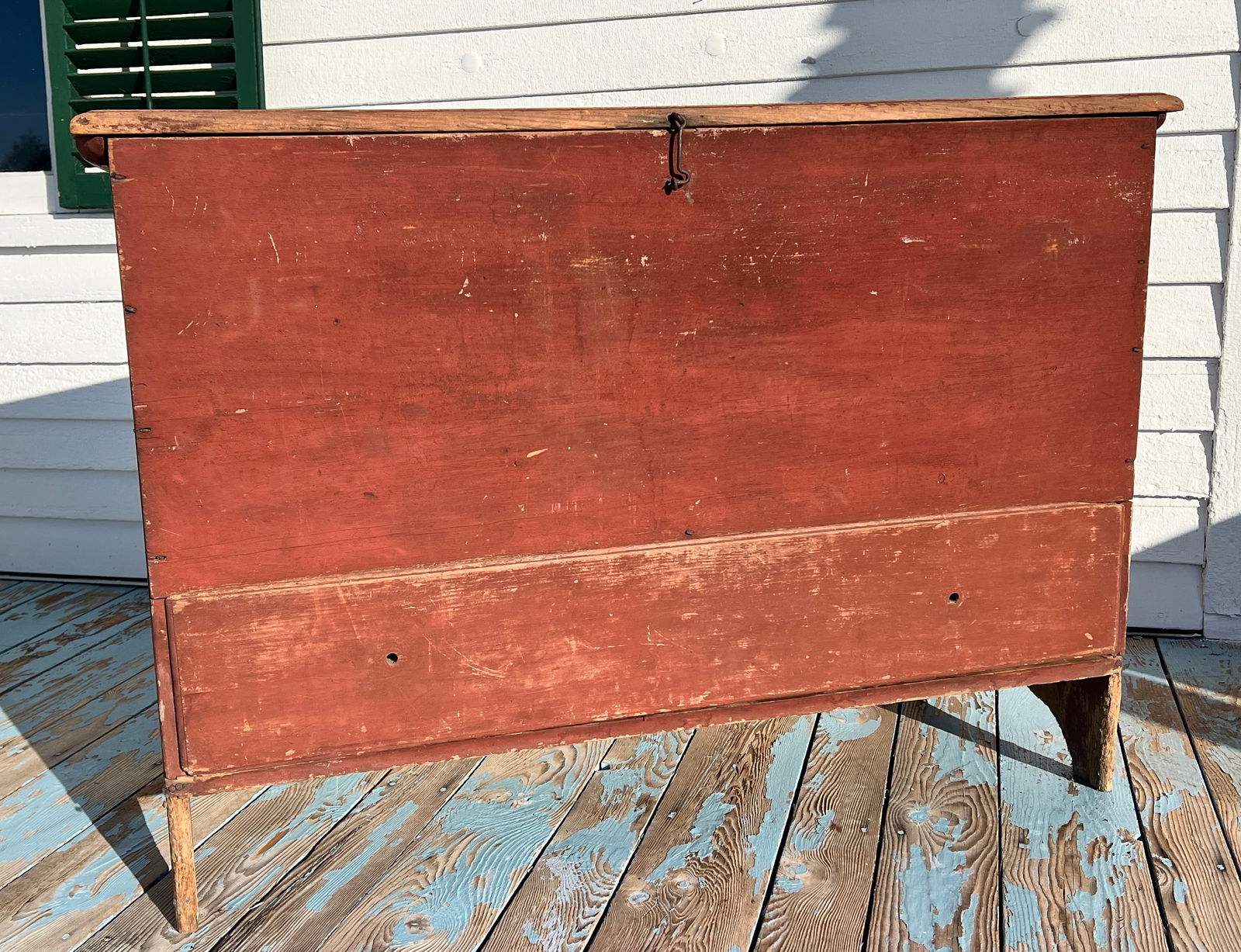 1770's Early Vermont Red Painted Farmhouse Country Blanket Box Chest (1 of 20)