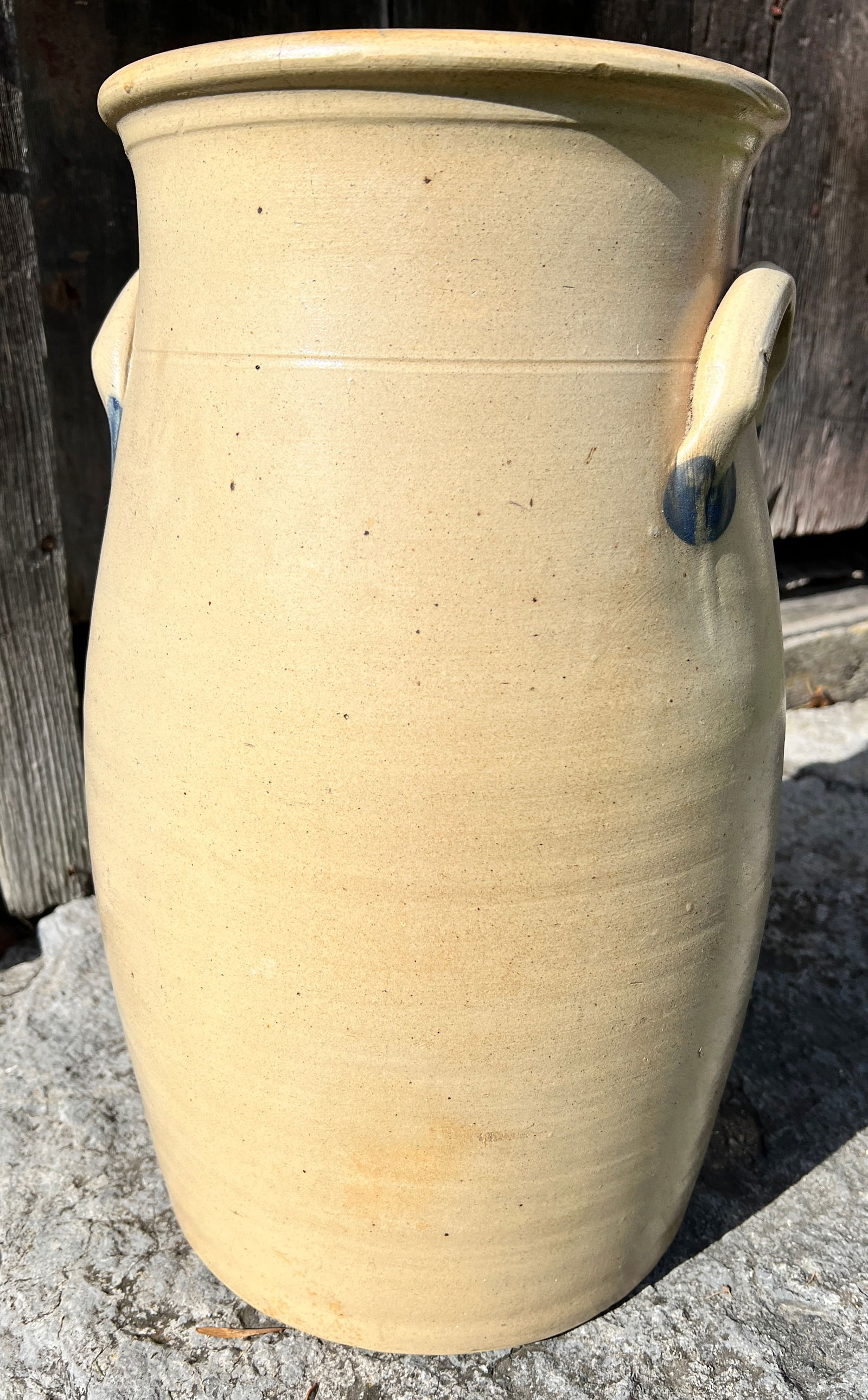 Burlington Vermont Butter Churn Crock Blue Decorated Stoneware - 5