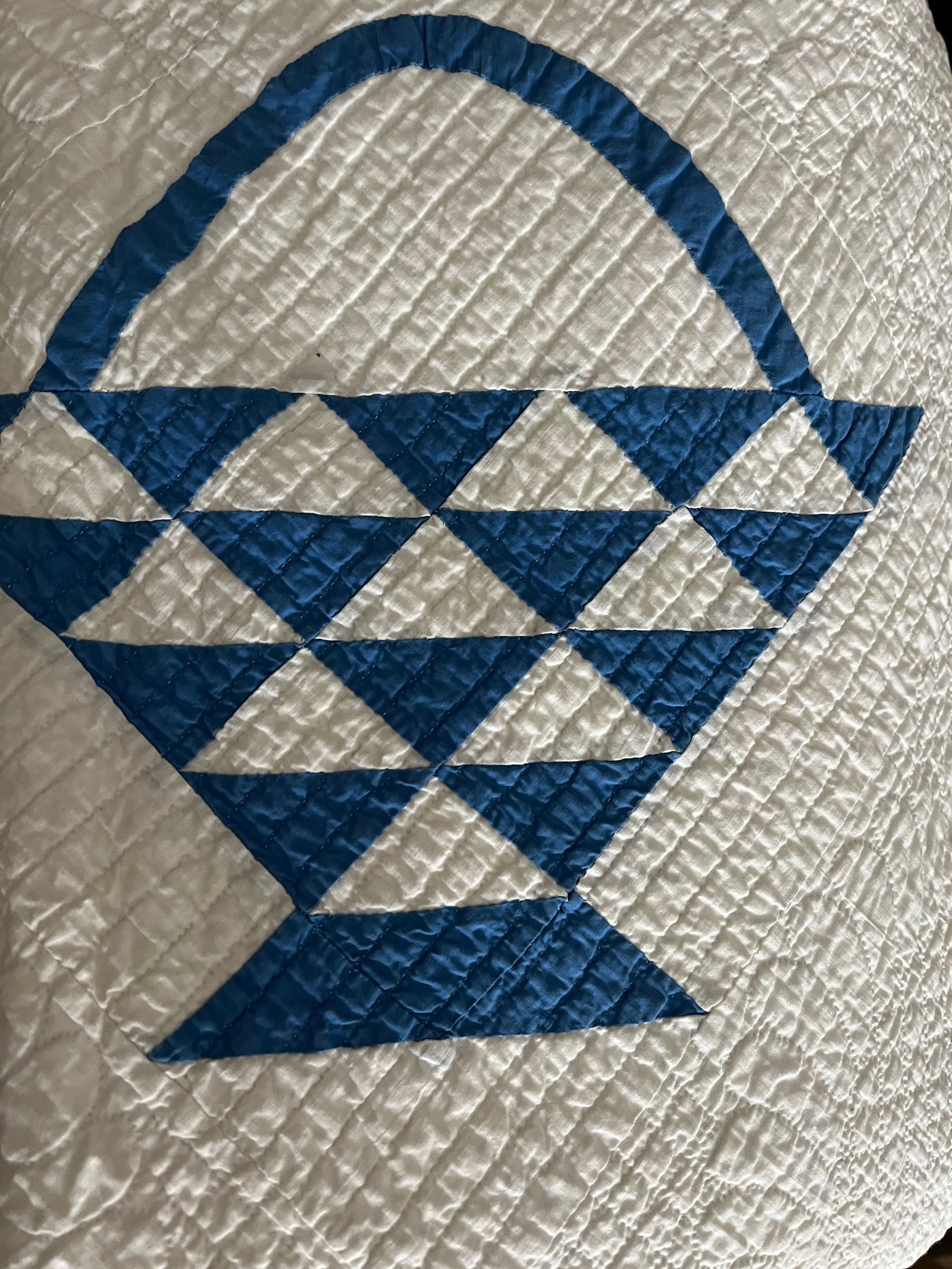 Antique Blue Basket Hand Made Country Quilt (1 of 14)