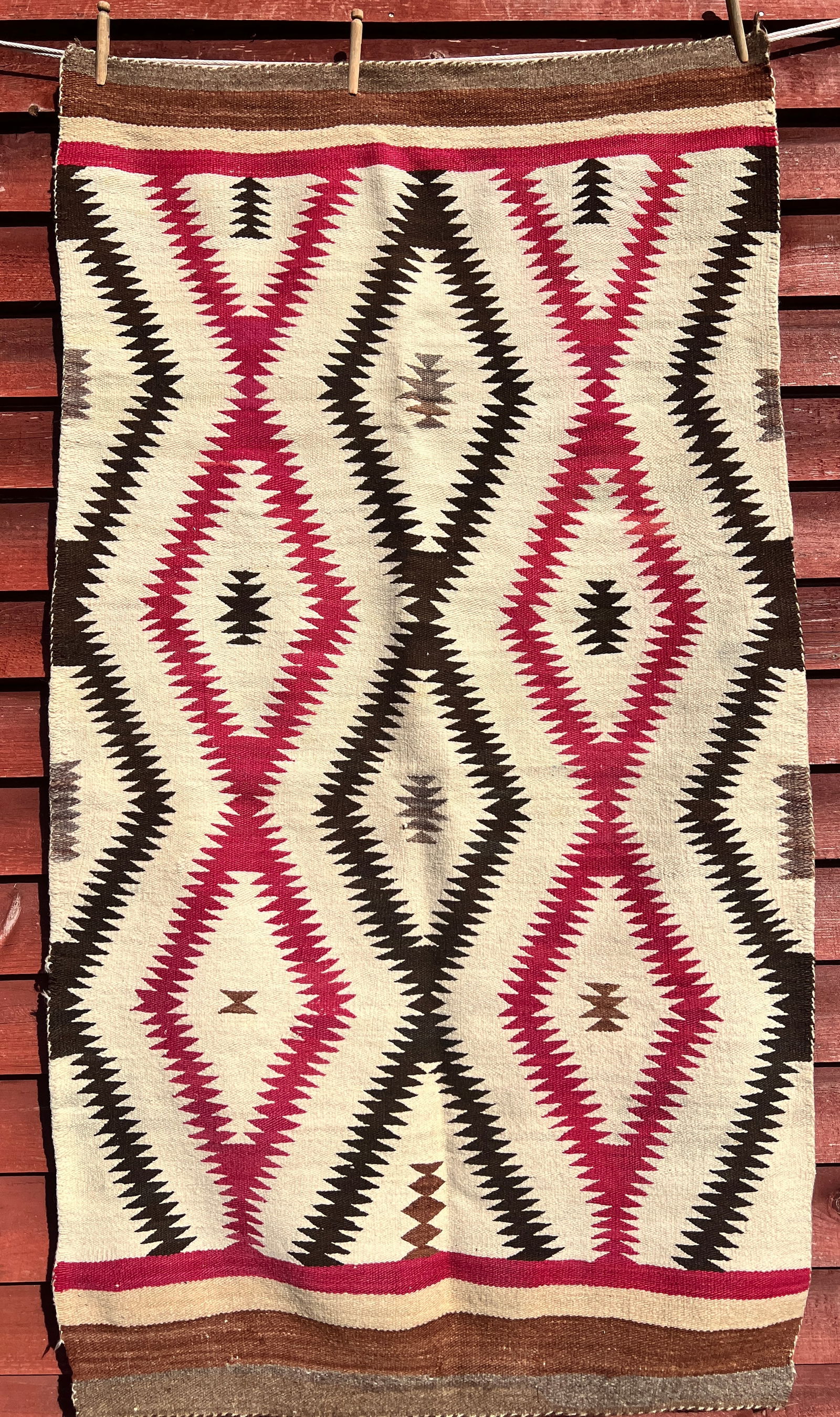 Navajo American Indian Rug Eye Dazzler Antique: Circa 1920's Navajo rug - Nice. Approx 63 by 35 inches.What's to Love - It dazzles the eye.