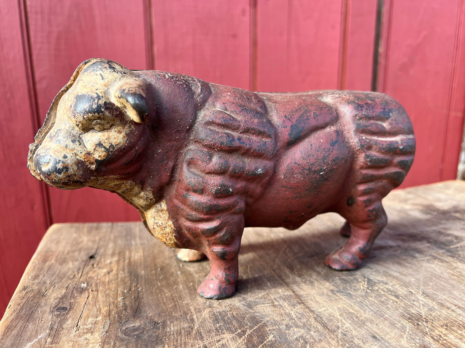 Antique Cast Iron Cow Bull Still Bank (1 of 6)