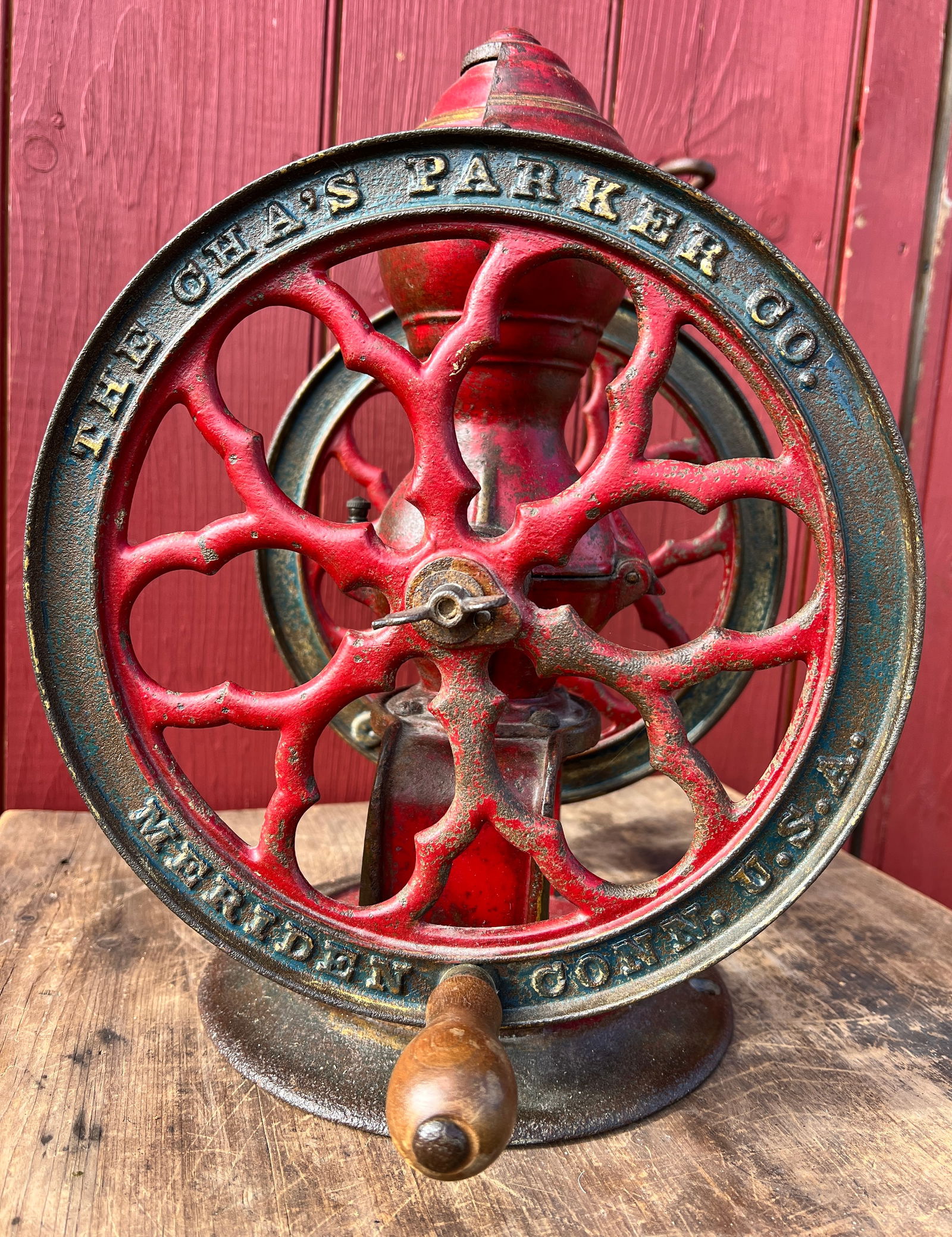 The Cha's Parker Meriden Conn. Cast Iron Coffee Grinder Country Store Advertising #202 (1 of 7)