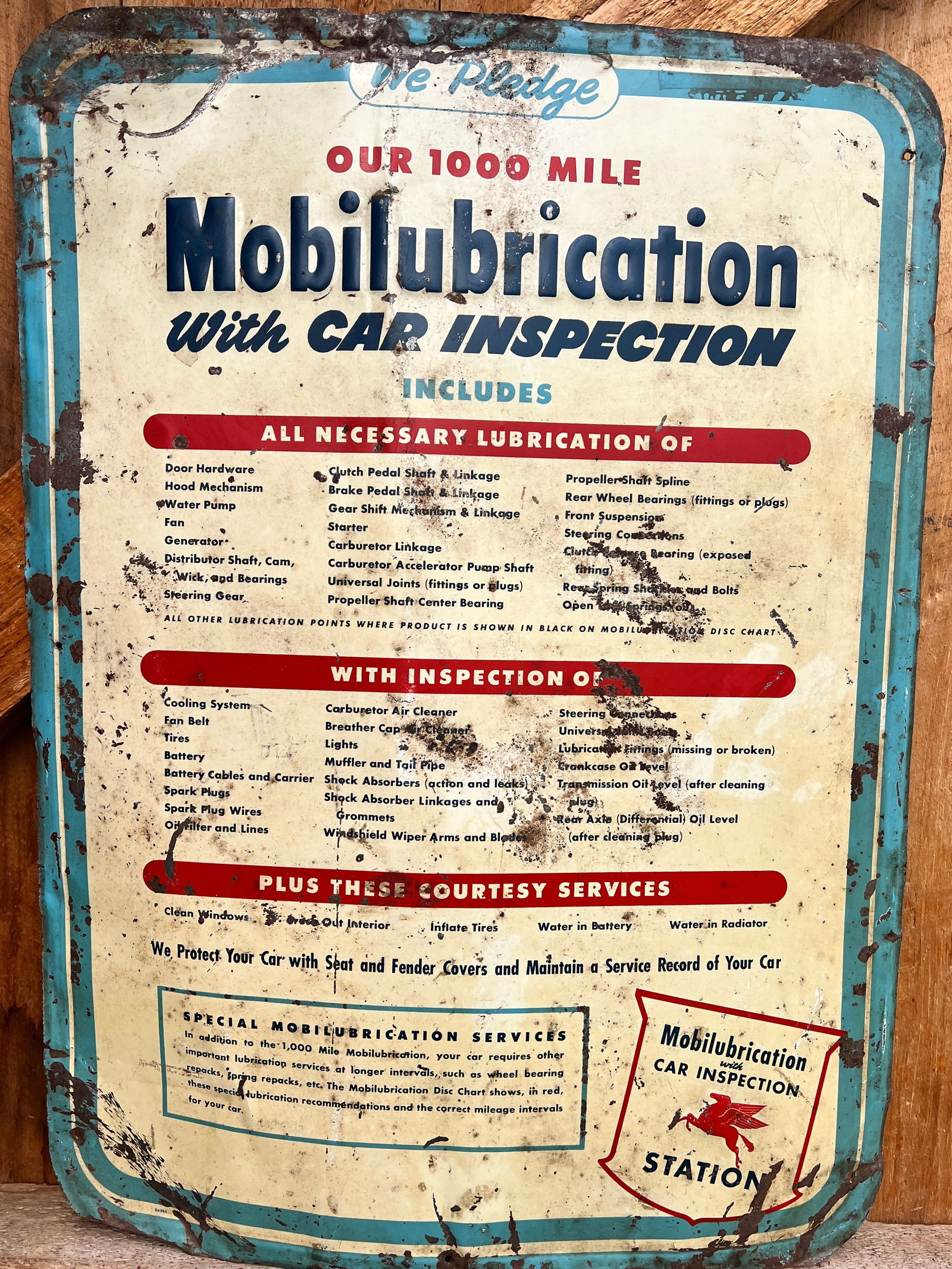 Unusual Antique Mobile Oil Mobilubrication Advertising Car Sign (1 of 5)
