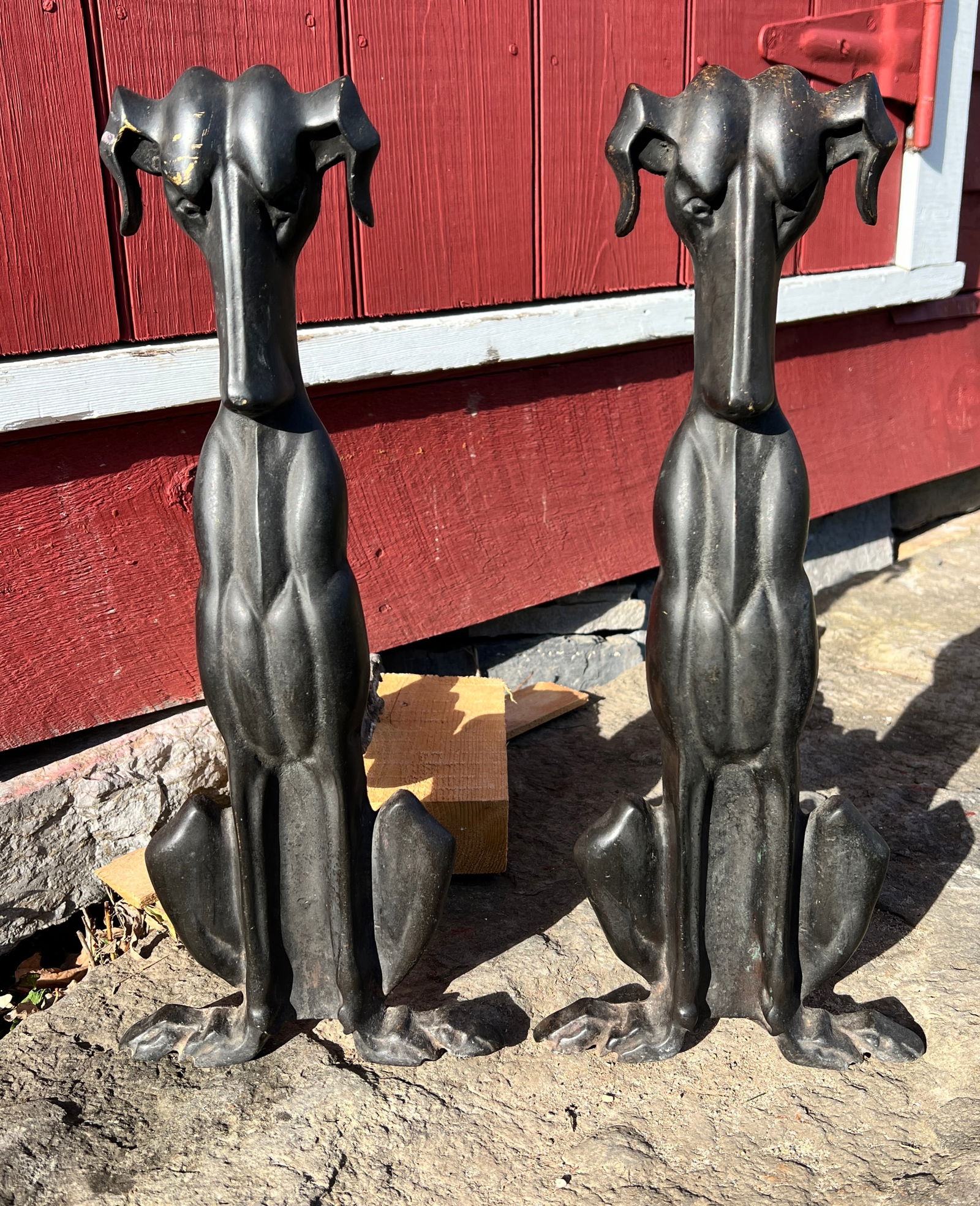 Beautiful Antique Bronze Dachshund Art Deco Dog Andirons (1 of 11)