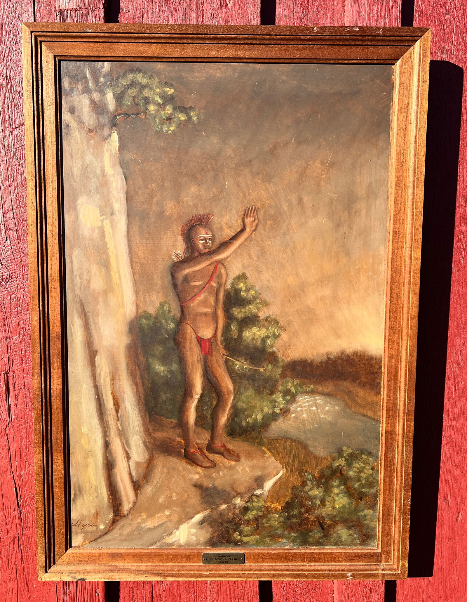 Oil Painting of Native American by Galed Gesner "Sassacus Pequots" (1 of 11)