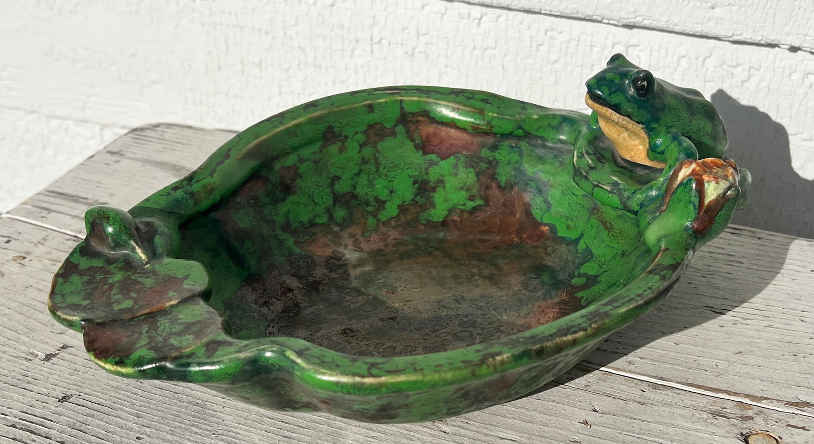 Weller Coppertone Frog & Lily Arts & Crafts Pottery Bowl Vase (1 of 7)