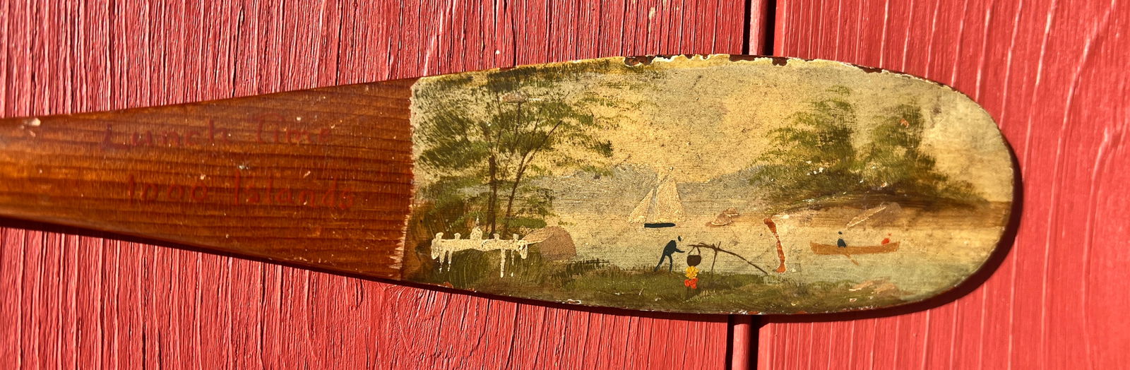 Lunch Time Alpheus Keech Souvenir 1,000 Island Adirondack Painted Canoe Paddle (1 of 6)