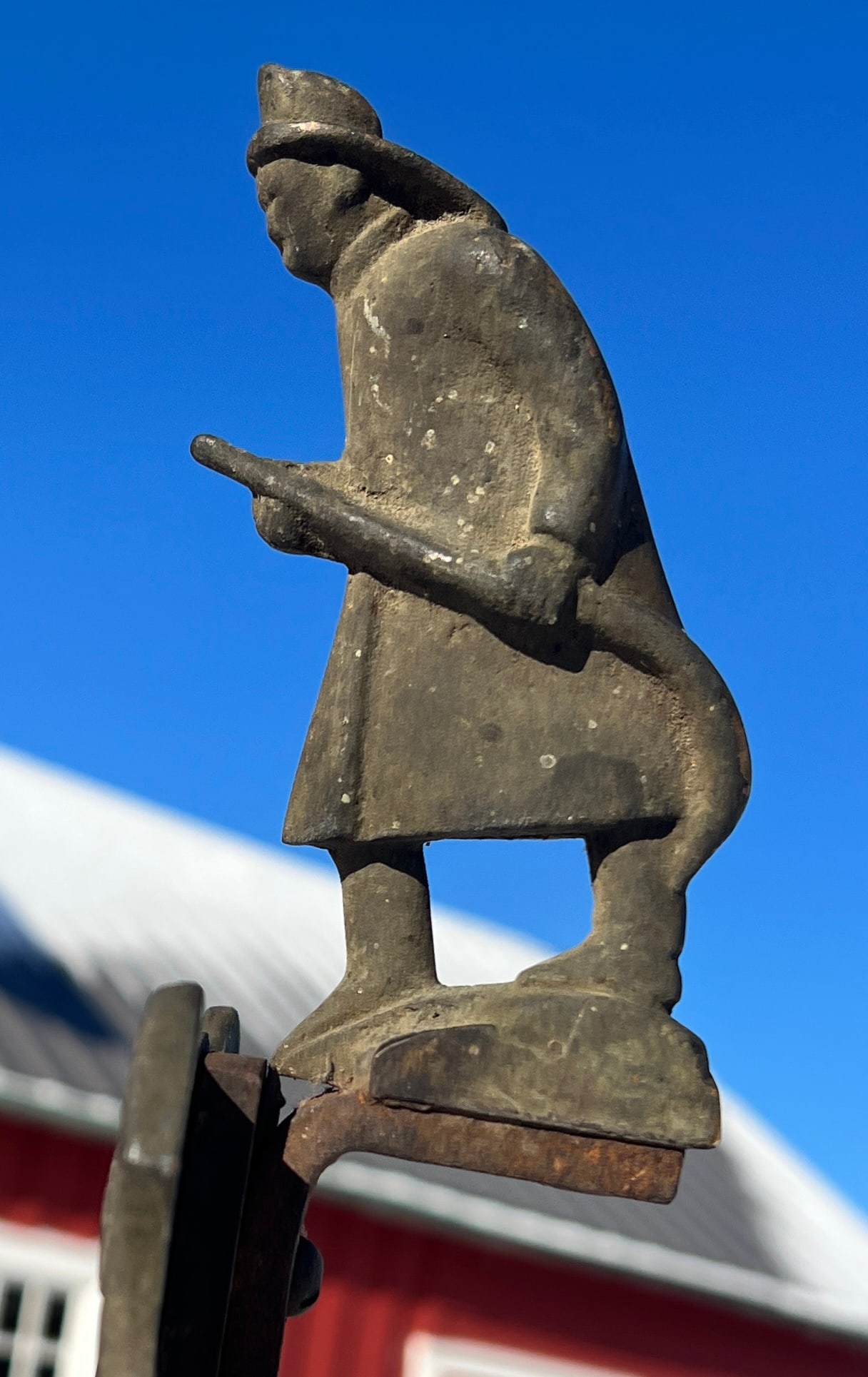 Early Dewitt NY Figural Bronze Fireman Fire Marker Shield Emergency Public Safety: Circa 1870's. Made out of either Bronze or Brass. This is a rare Marker w/ great figure of a Fireman and Embossed Eagle and Ladies on Shield. One of a kind. What's to Love - The Fireman standing proud