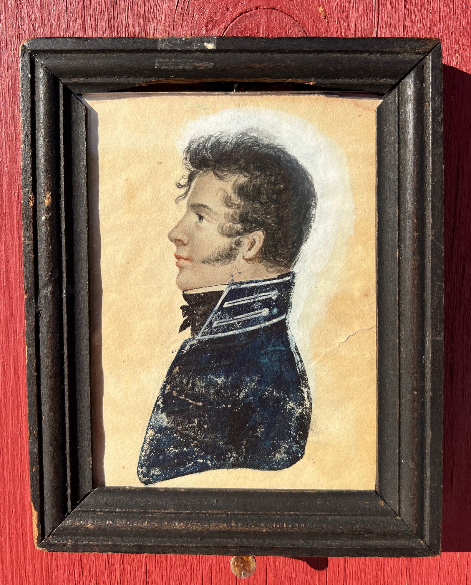Miniature Portrait Profile Painting Gentleman - Revolutionary War Era? (1 of 6)