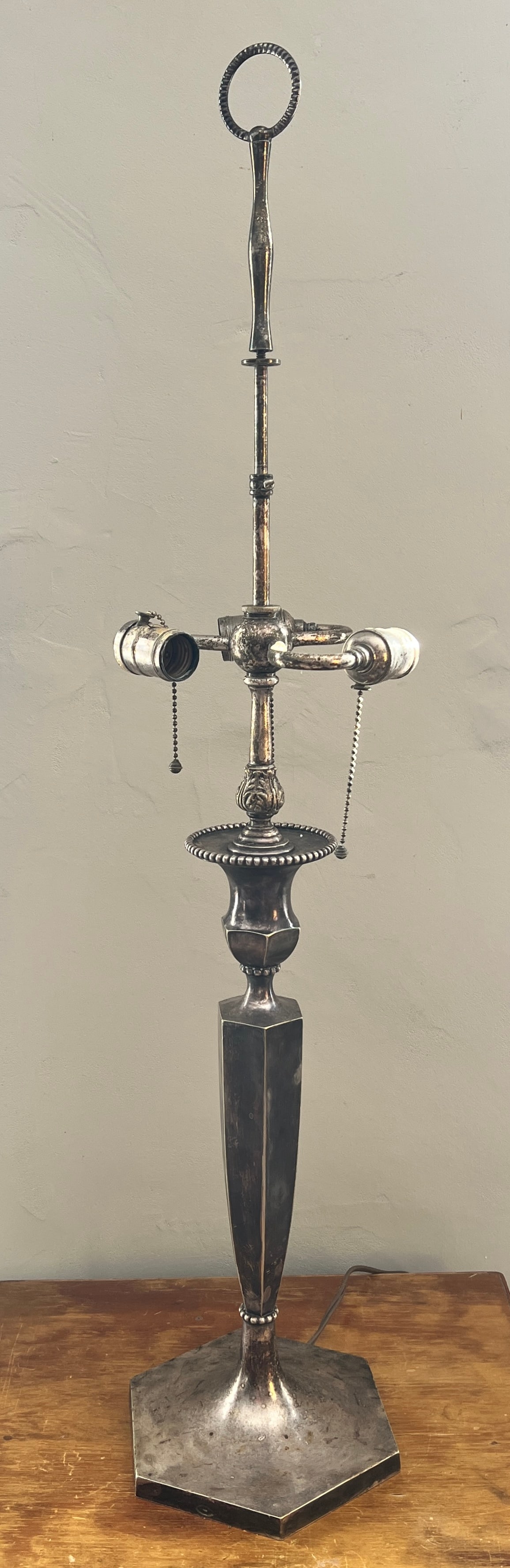 Elegant Large J E Caldwell Co Silvered Table Lamp 1907 England (1 of 11)