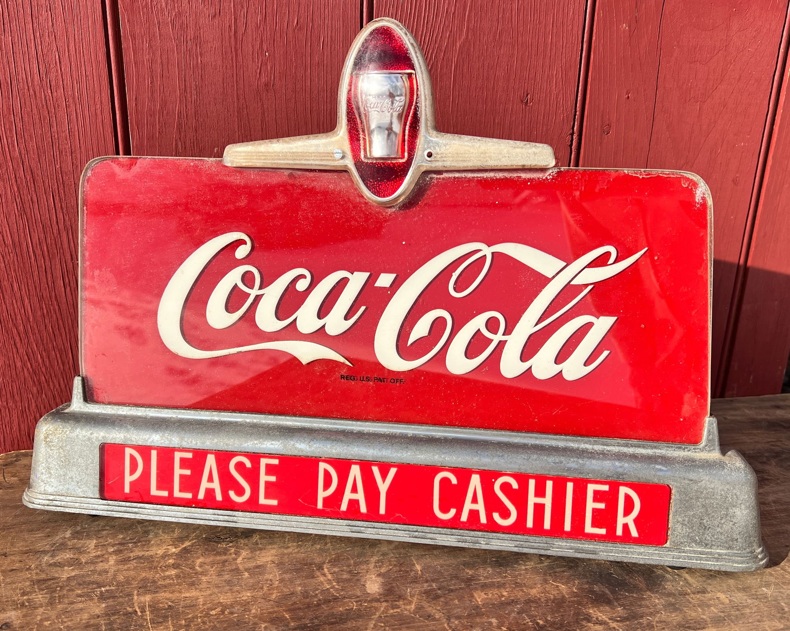 Coca Cola Cashier Counter Soda Fountain Art Deco Advertising Lamp Sign (1 of 9)
