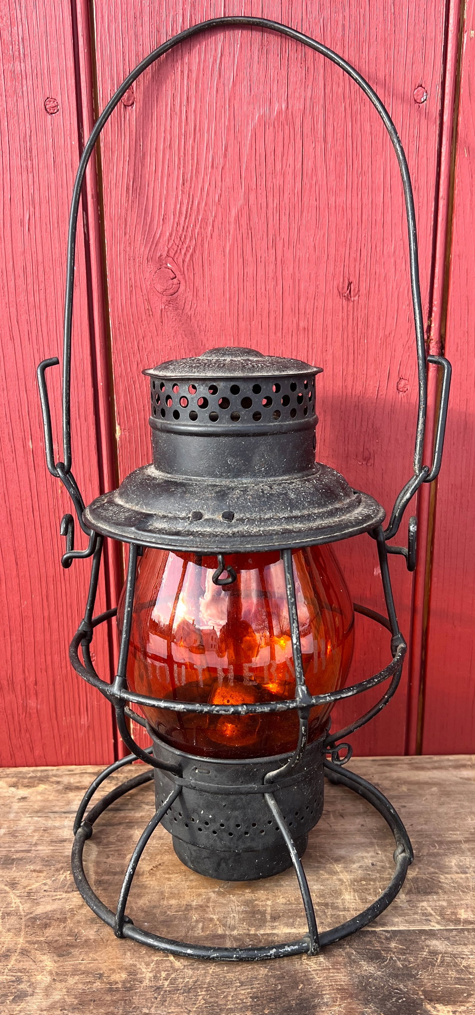 Southern Railway Adlake Railroad Advertising Etched Globe Lantern Kerosene Lamp (1 of 7)