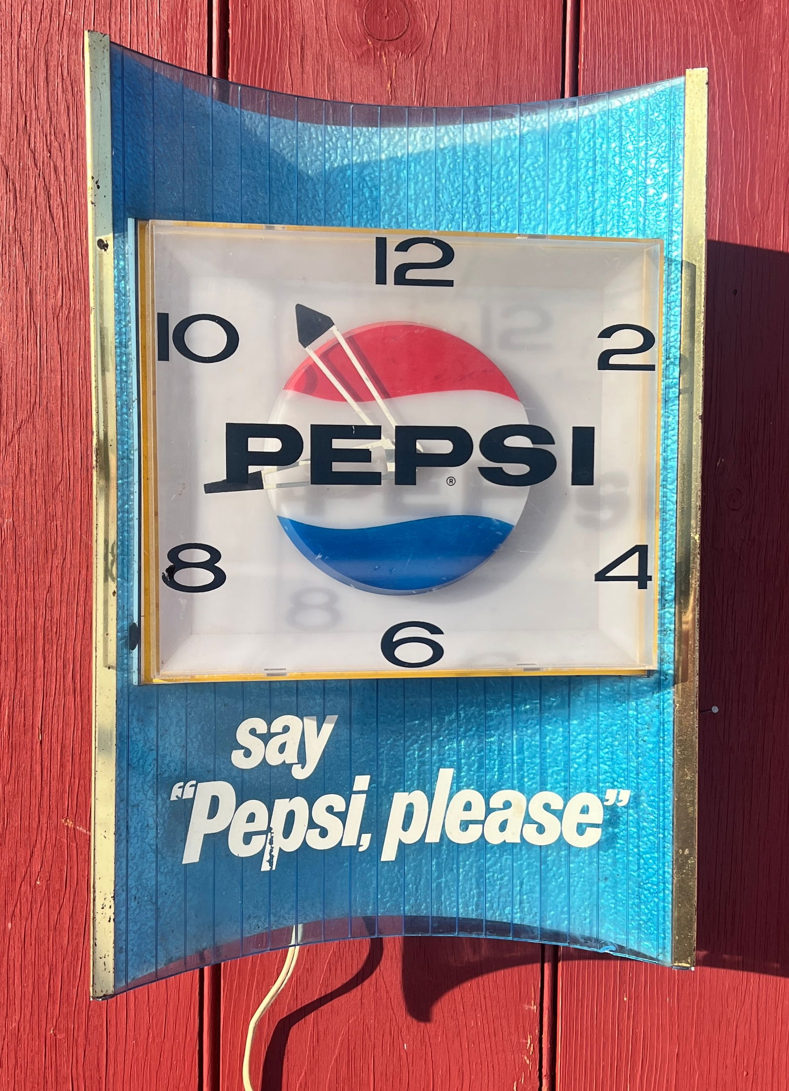 Vintage Pepsi Cola Soda Advertising Diner Clock Sign: Circa 1950's or 60's or 70s. It does work and lights up. What's to Love - So vintage!