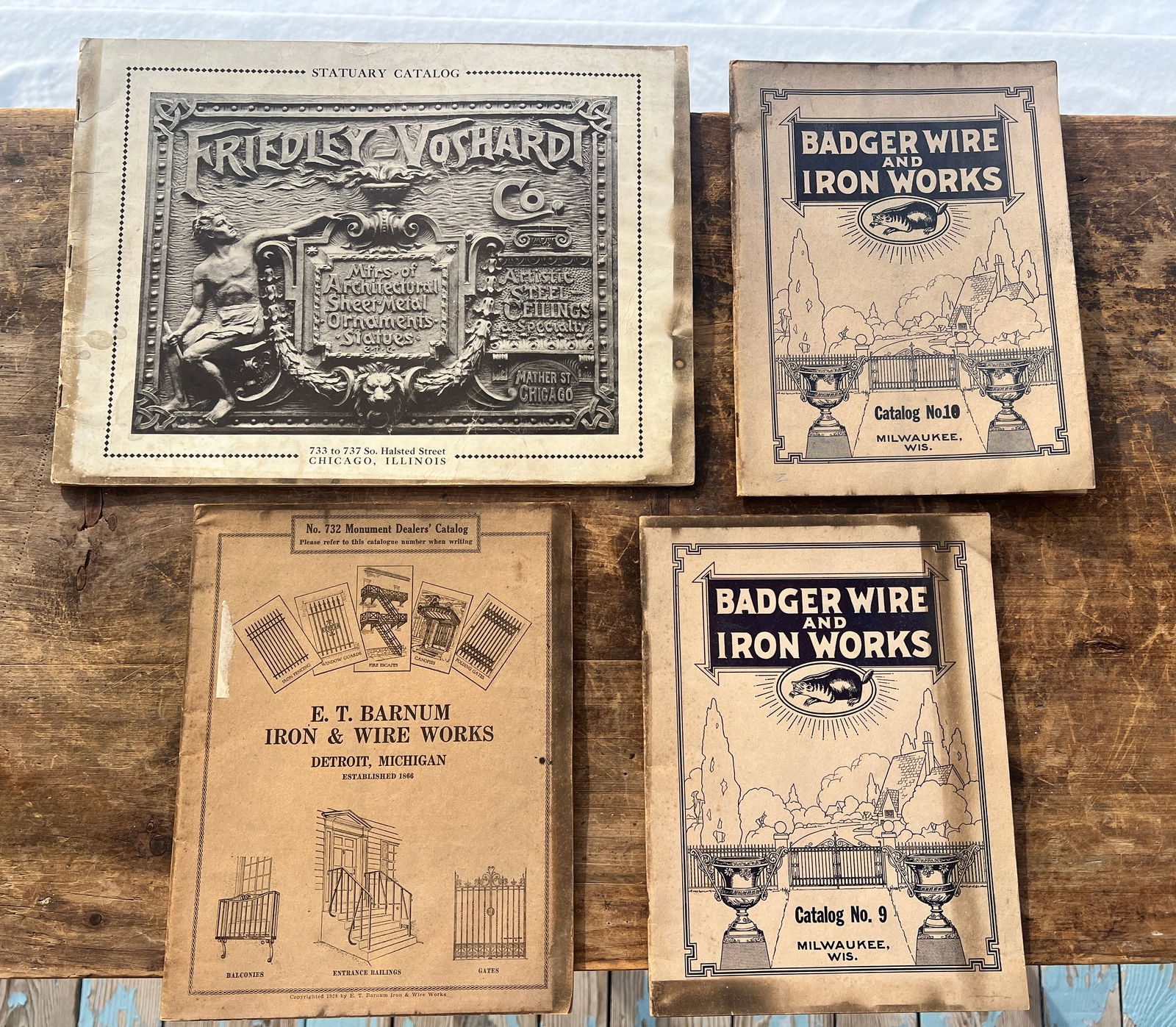 4 Statuary Garden Architectural Weathervane Urn Catalog Fences Fountain Gates Monuments: Important catalogs for all sorts of Architectural Garden items including Cast iron, Fountains, Urns, Gates, Entrance Railings, Weathervanes, Weather Vane,Elks Head,Lion, Jail Cells, Awnings, Ladders,