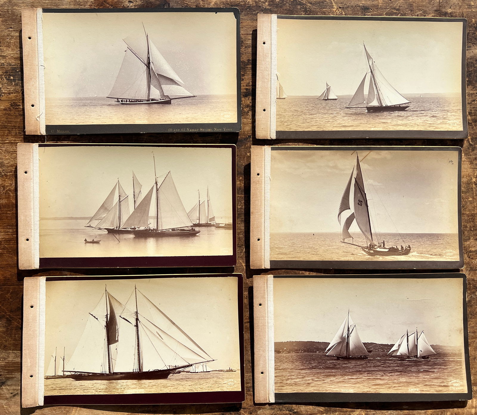 6 Boudoir Card Photographs of Yachts Sailboats by Gubleman NY: Such photo images were commonly produced for yacht owners, clubs, or maritime enthusiasts and reflect the popularity of competitive and recreational sailing in American coastal waters during the perio