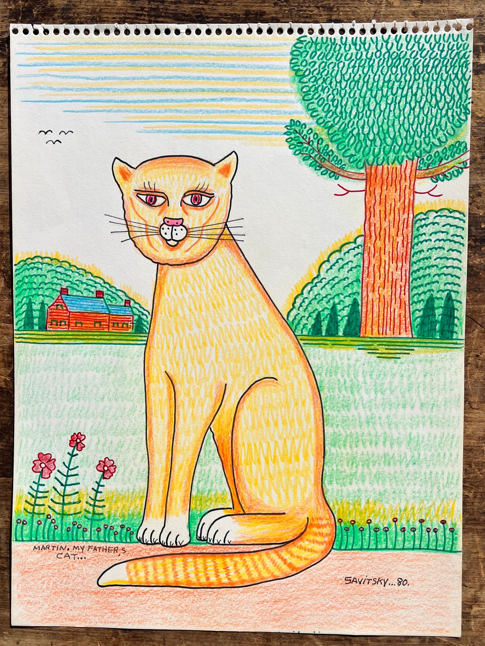 Jack Savitsky Outsider Art Mixed Media Painting Drawing on Paper 1980 (1 of 5)