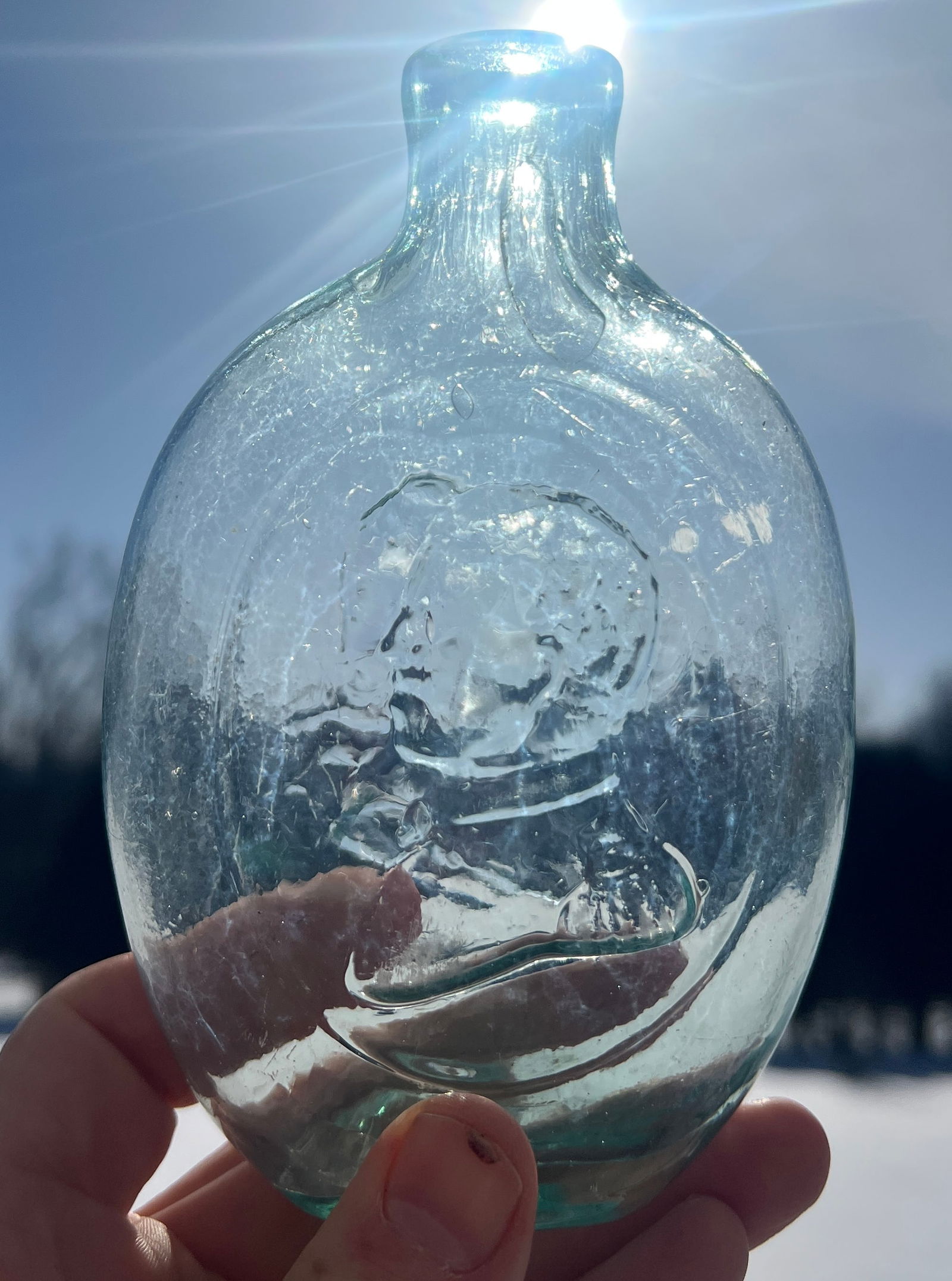 George Washington & Zachary Taylor Blown Glass Flask Bottle: Nice pontil mark on bottom. What's to Love - Wish George was still President.