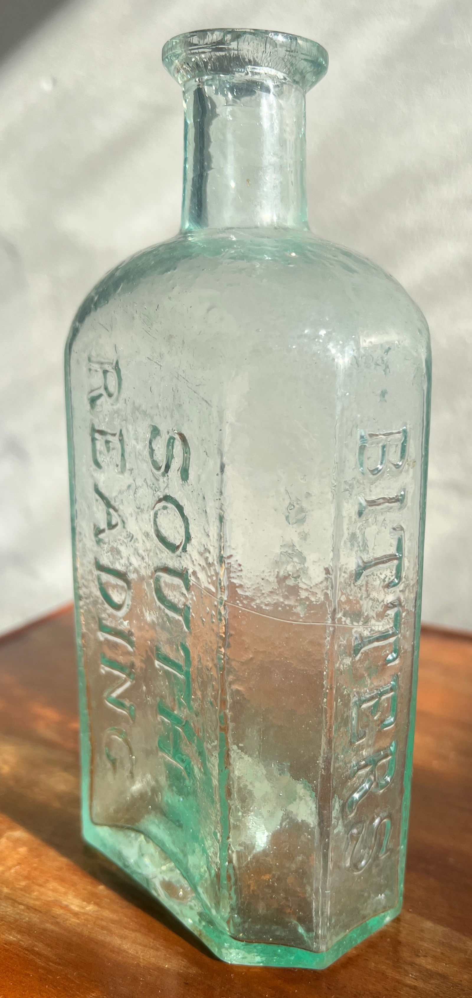 S O Richardson Bitters Bottle South Reading Mass.: South Reading Massachusetts early Bitters Bottle. Nice pontil mark. What's to Love - 8 sided.