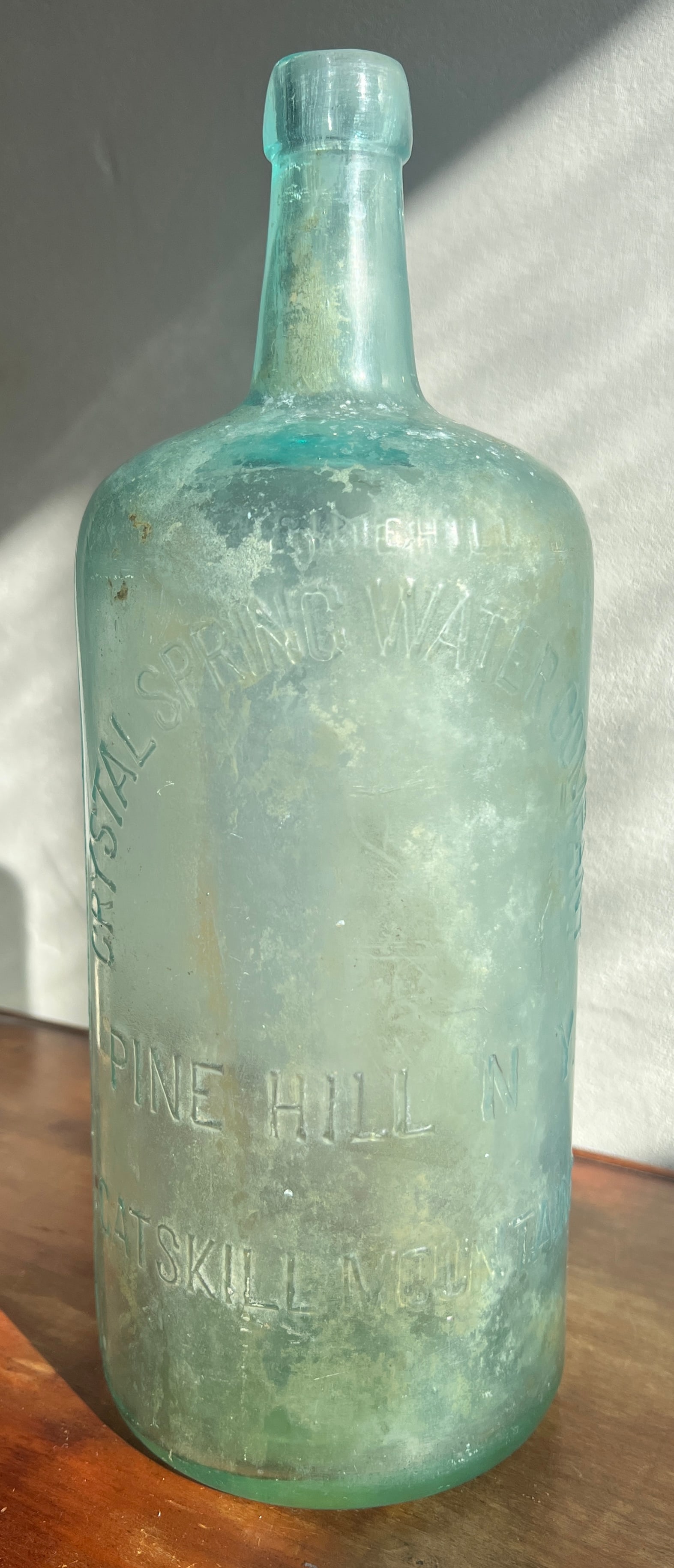 Crystal Spring Water Co Bottle Pine Hill Catskill Mountains NY: Nice big spring bottle. What's to Love - My farm is named Crystal Spring.