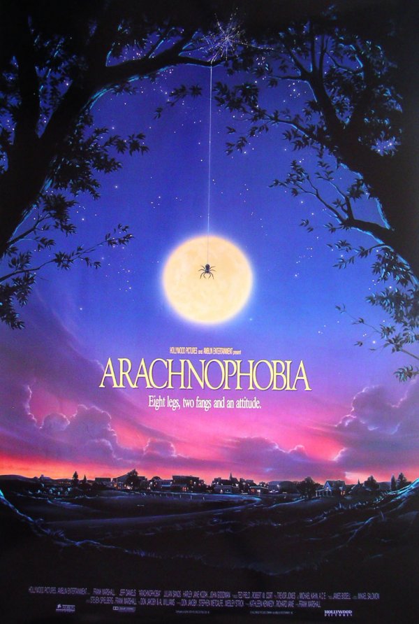 Movie Poster: Arachnophobia, 1990: Original Movie Poster: Arachnophobia, rolled DS 1-sheet, 1990. Hollywood Pictures and Amblin Entertainment. Starring Harley Jane Kozak, Jeff Daniels, John Goodman, Julian Sands, Stuart Pankin and Bria