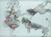 1090: Abstract watercolor by Sakti Burman