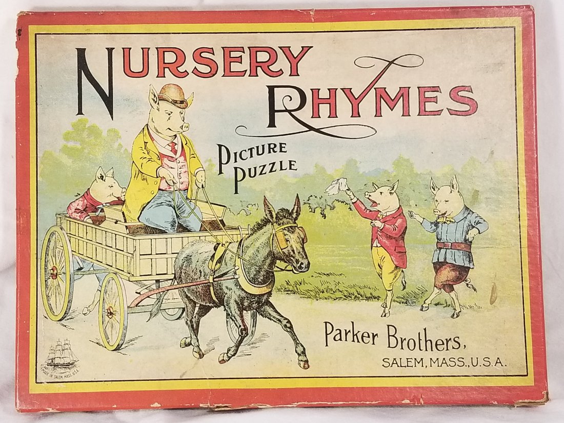 Nursery Rhymes Puzzle- Parker Brothers: great box with 2 puzzles in it, box is 10.5 x 8 inches
