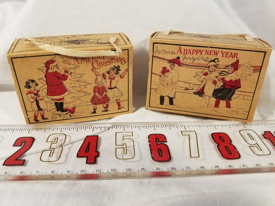 pair of Antique Santa Candy Boxes (1 of 5)