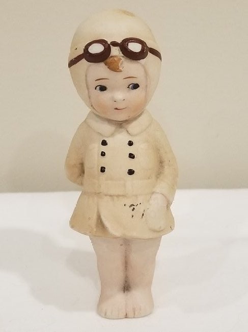 Small Bisque Doll ~ Dressed like a Pilot (1 of 2)