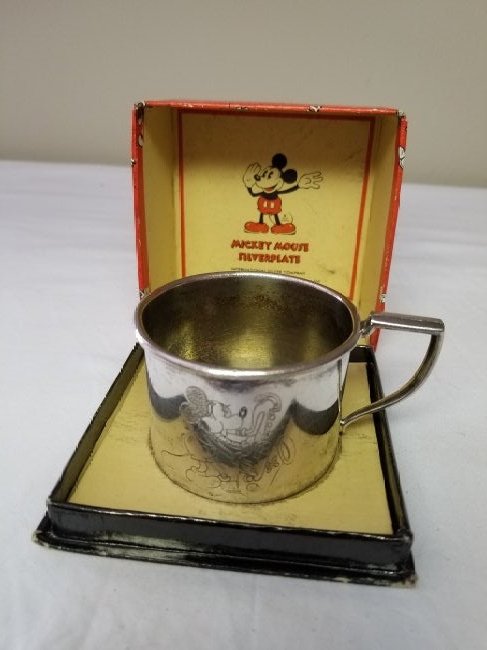 Vintage Silver Plate Mickey with Saxophone Cup~orig box: this is a very nice cup in the original box